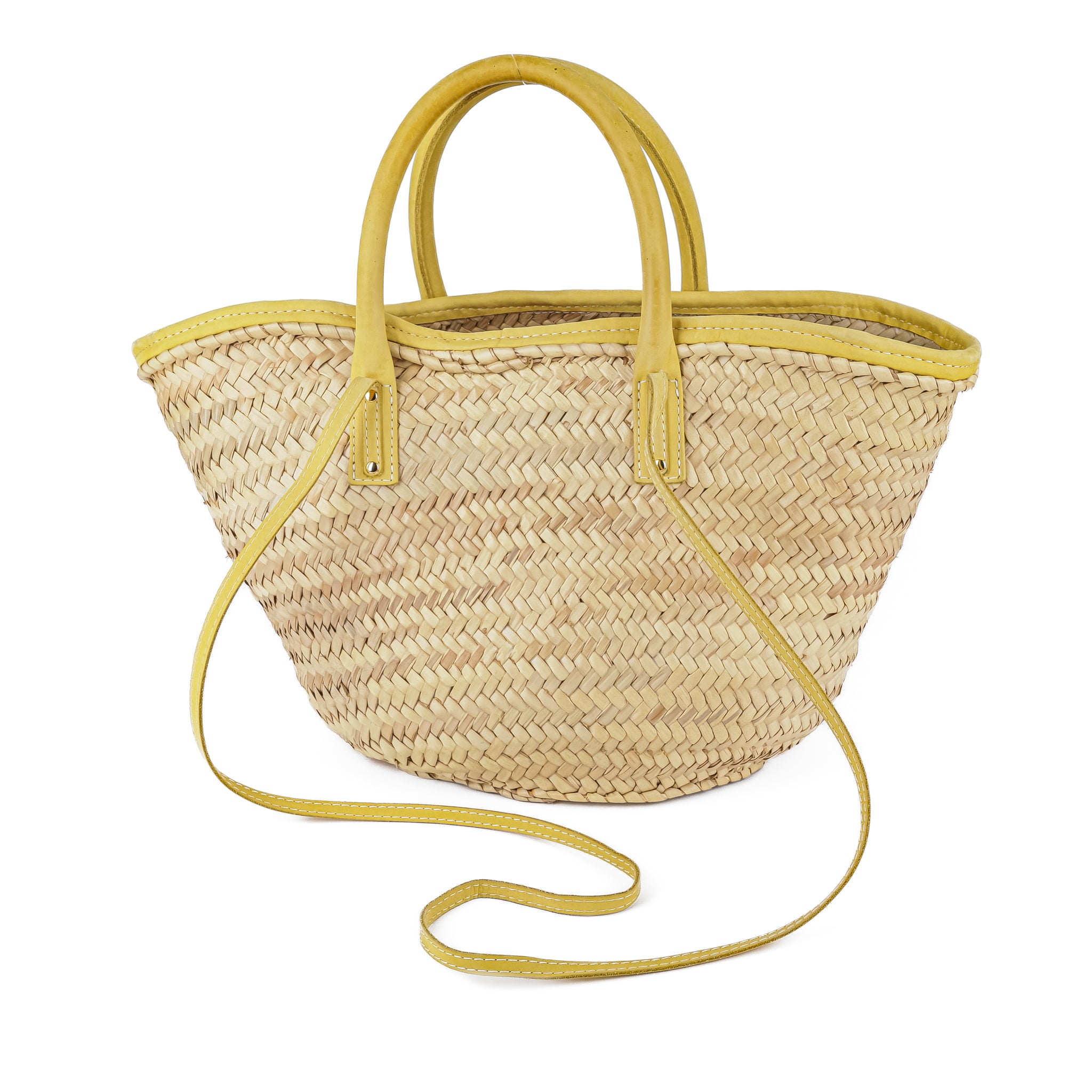 JACQUEMUS Le Panier Soli Straw Tote - Yellow Leather - Around The