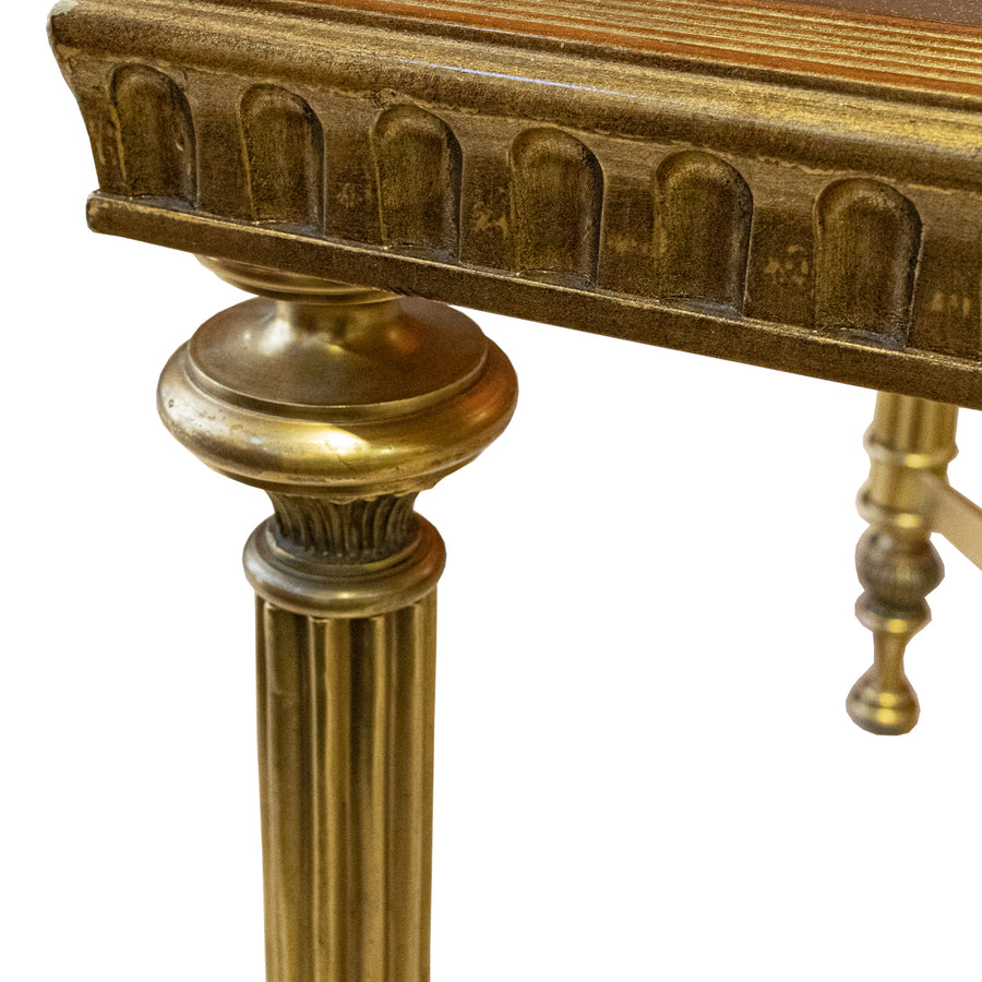 Lacquered Gilt & Brass Coffee Table with Glass Top