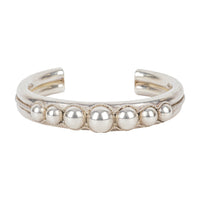 Sterling Graduated Bead Banded Cuff Bracelet