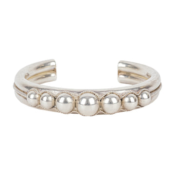 Sterling Graduated Bead Banded Cuff Bracelet