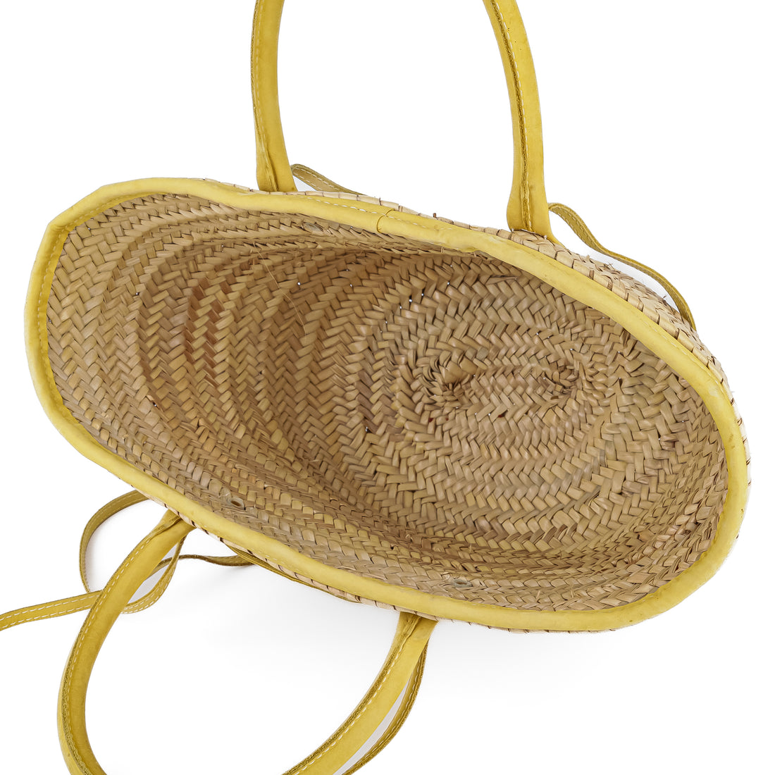 JACQUEMUS Le Panier Soli Straw Tote - Yellow Leather