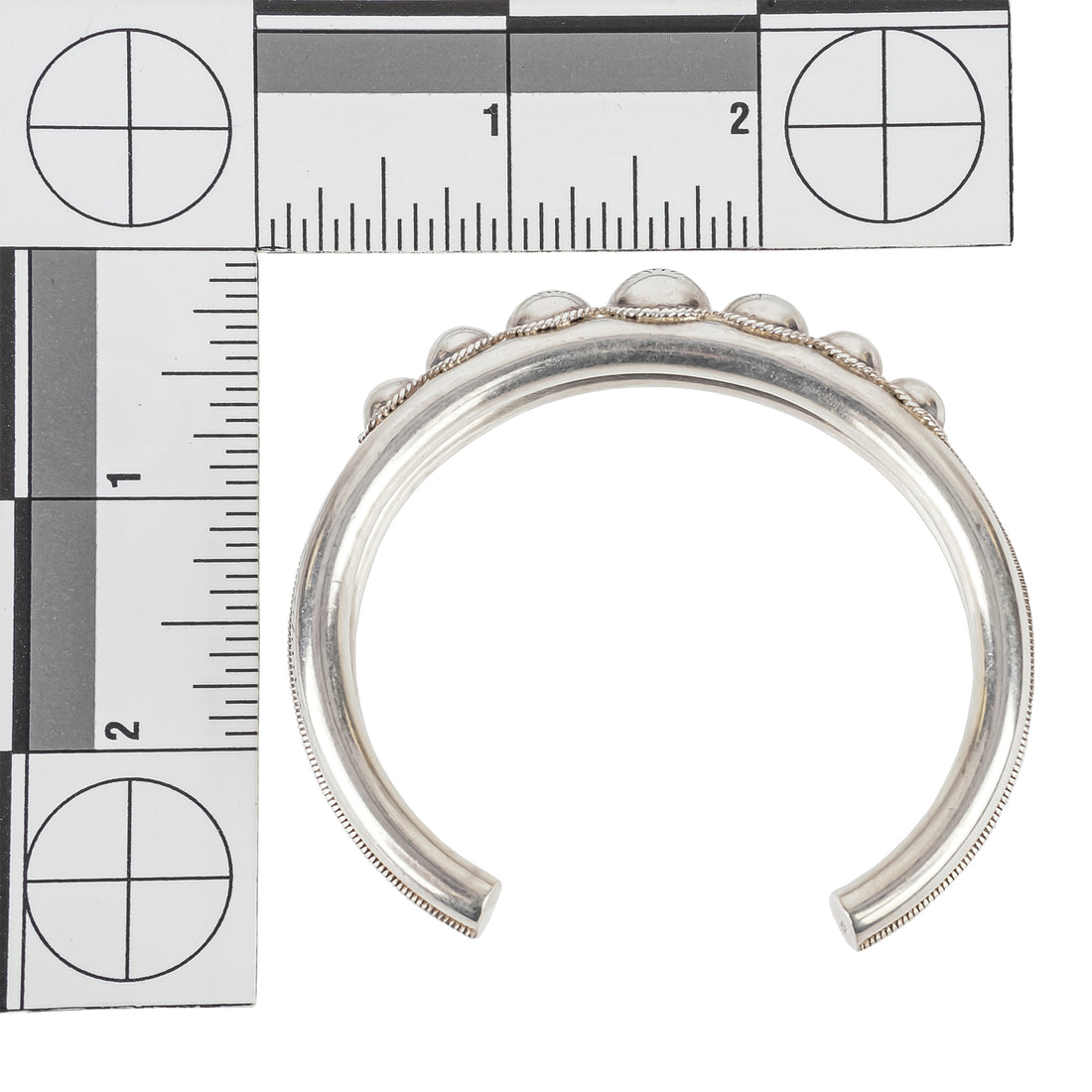 Sterling Graduated Bead Banded Cuff Bracelet