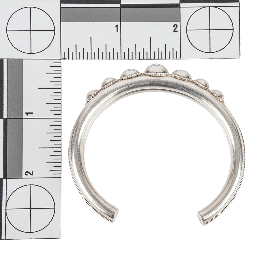 Sterling Graduated Bead Banded Cuff Bracelet
