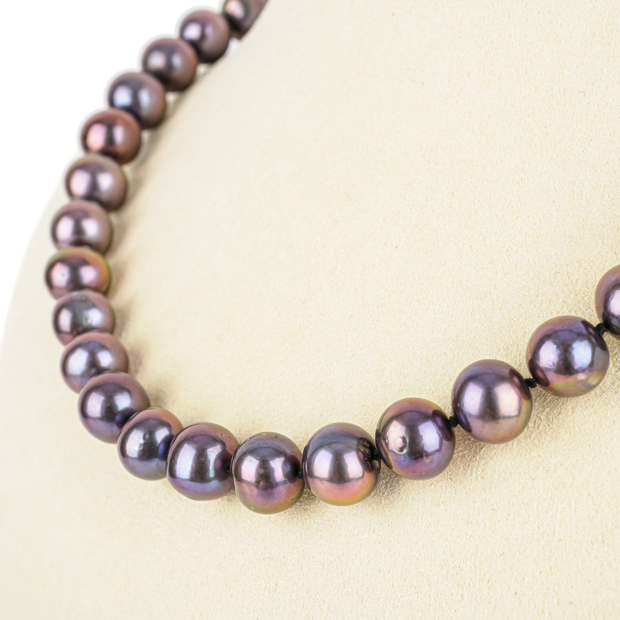 14K Yellow Gold Black Freshwater Pearl Necklace