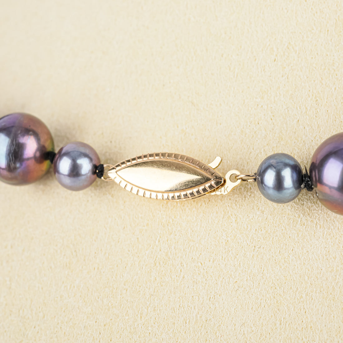 14K Yellow Gold Black Freshwater Pearl Necklace