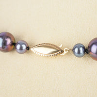 14K Yellow Gold Black Freshwater Pearl Necklace