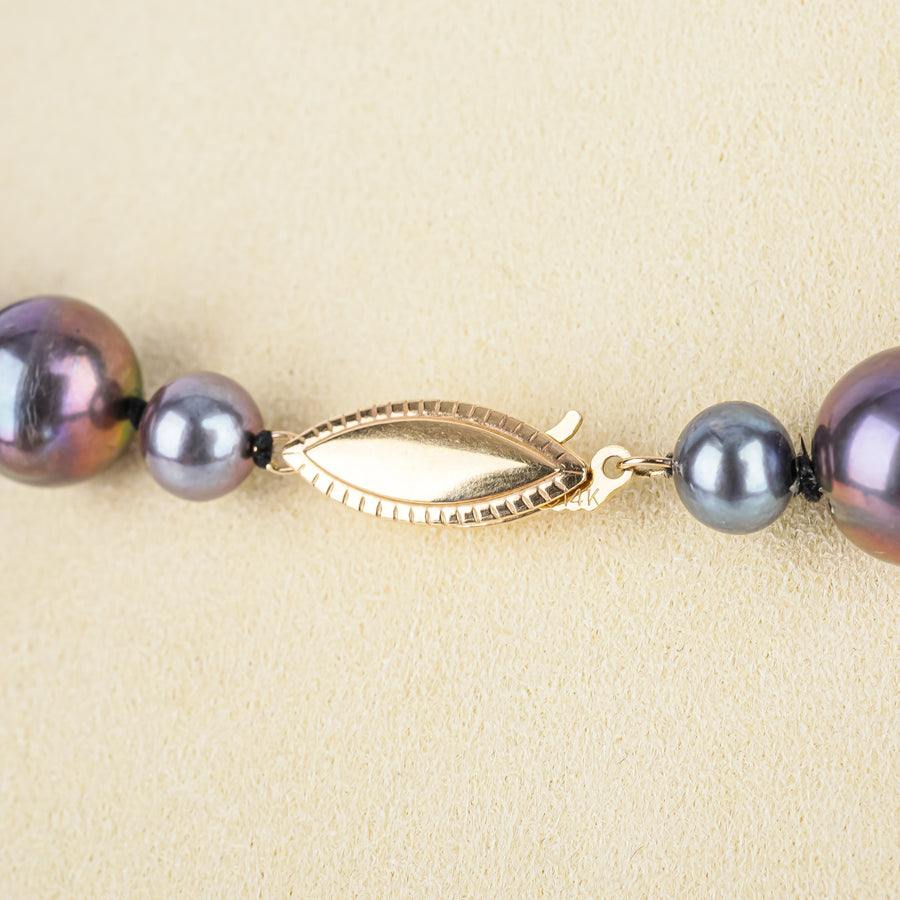 14K Yellow Gold Black Freshwater Pearl Necklace