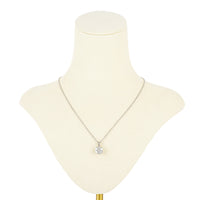 14K White Gold Early Cut Diamond Cluster Pendant Necklace