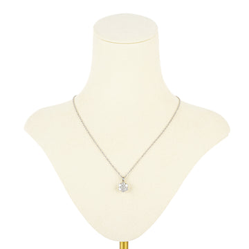 14K White Gold Early Cut Diamond Cluster Pendant Necklace