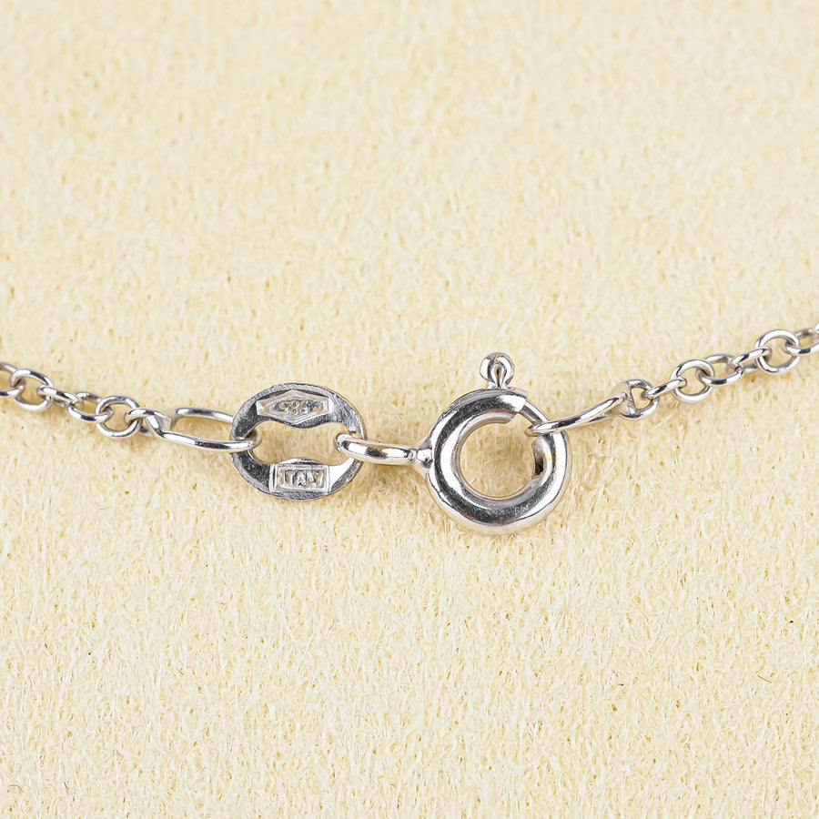 14K White Gold Early Cut Diamond Cluster Pendant Necklace
