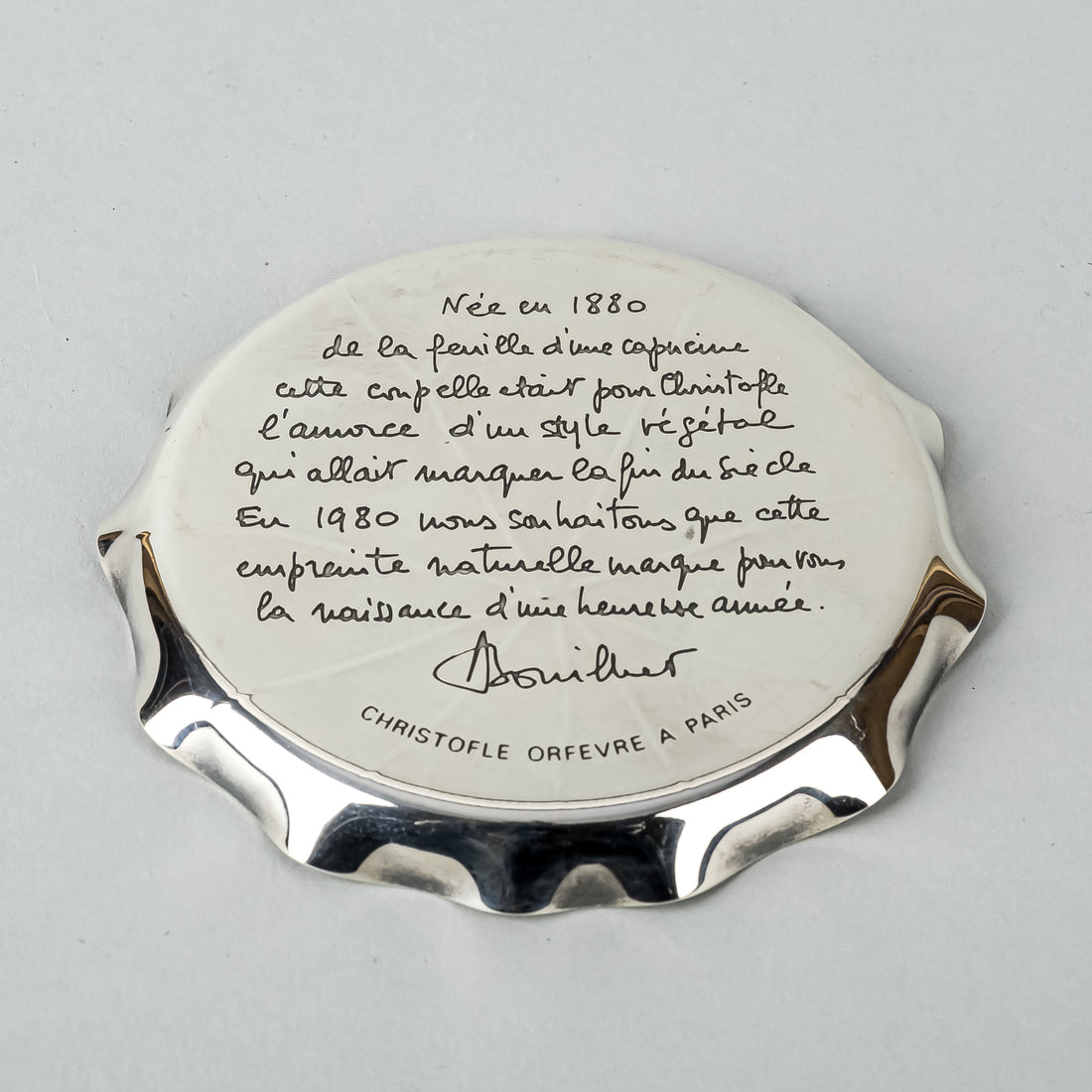 CHRISTOFLE Coupelle Feuille/Nasturium Leaf Silverplate Dish