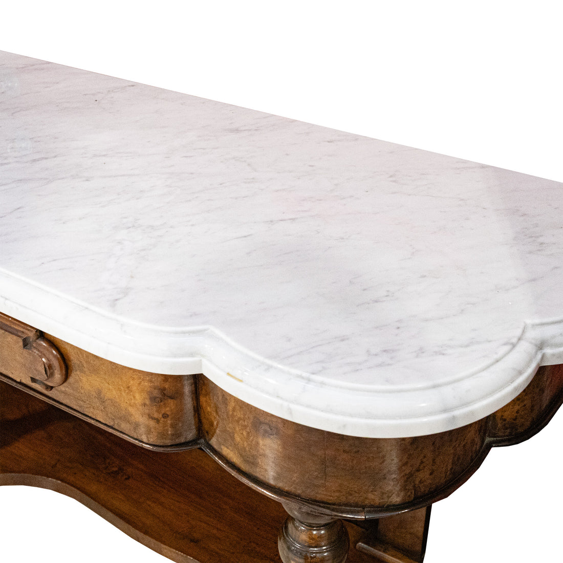 Vintage Victorian Style Walnut Hall Table With Marble Top