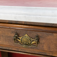 Vintage Victorian Style Walnut Hall Table With Marble Top