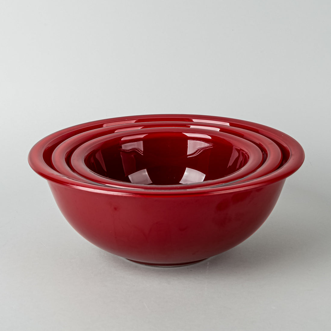 PYREX Vintage Red Glass Nesting Mixing Bowls Set Of 3