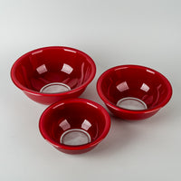 PYREX Vintage Red Glass Nesting Mixing Bowls Set Of 3