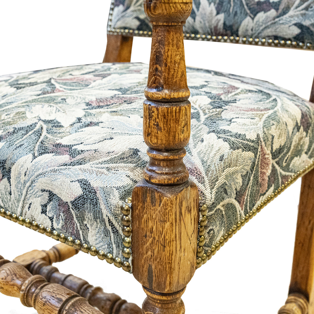 Louis XIII Style Arm Chair Leaf Upholstery