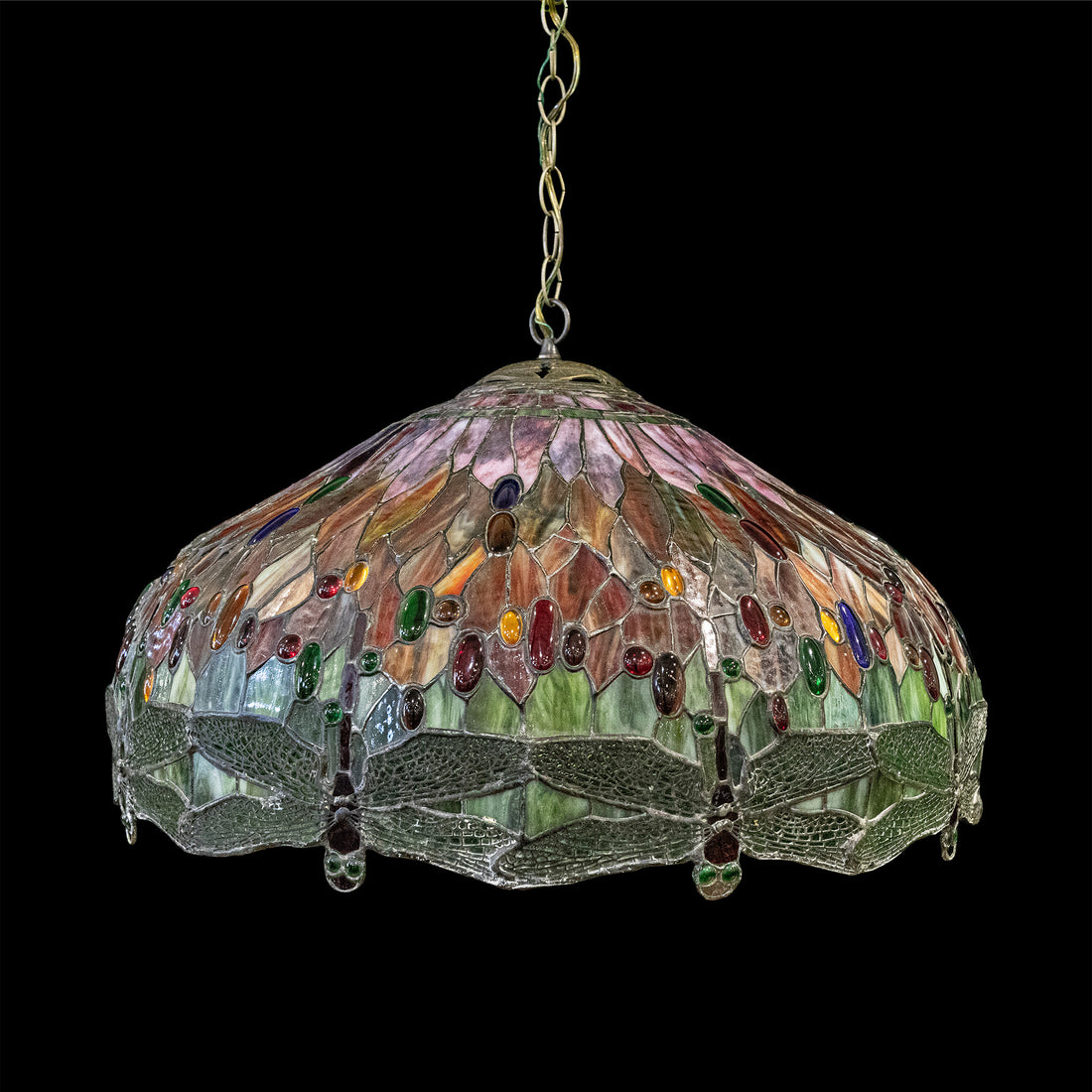 Stained Glass Pendant Fixture - Dragonflies