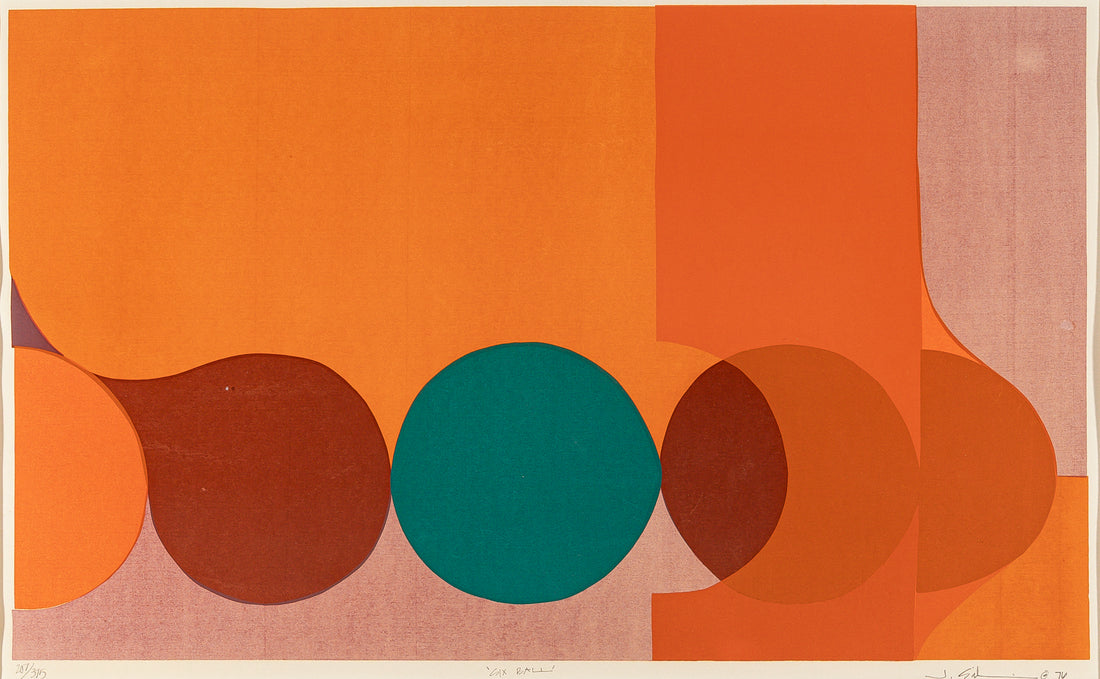 Unknown Artist  "Six Ball" MCM Silkscreen Print on Paper