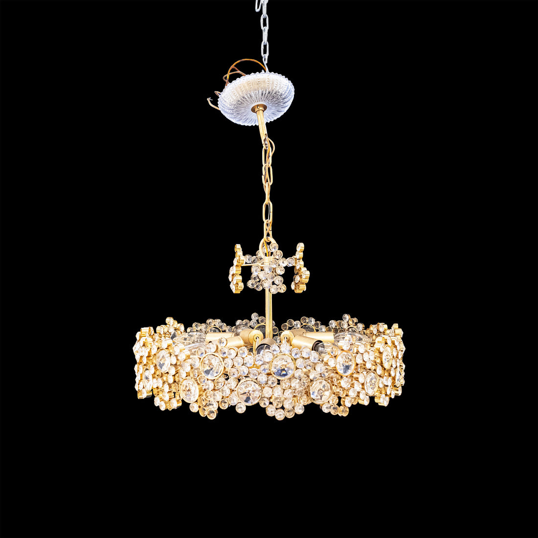 PALWA Gold Plate Brass & SWAROVSKI Crystal 7 Light Bubble Fixture