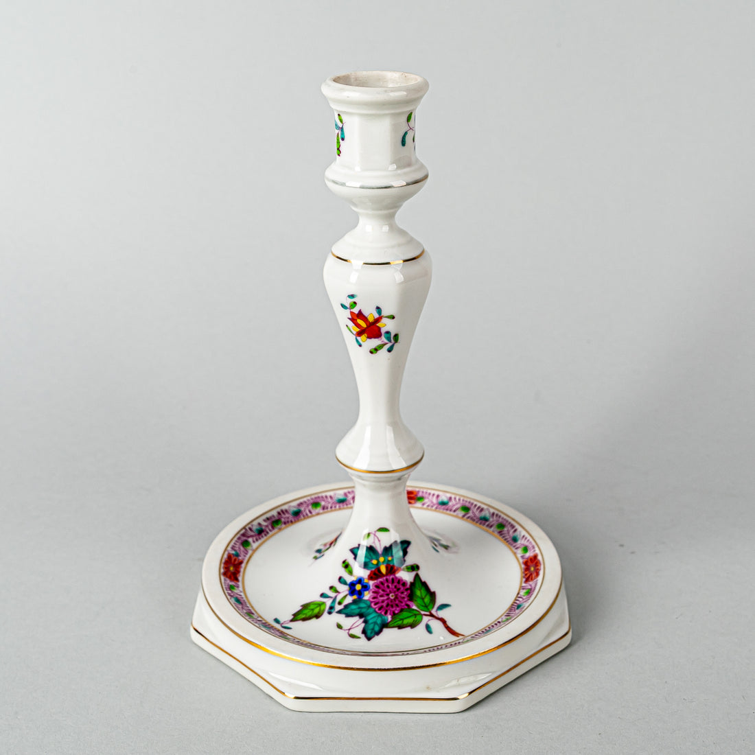 HEREND Chinese Bouquet Full Colour Candlesticks 7917