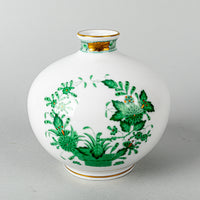 HEREND Indian Basket Green Ball Vase 7088