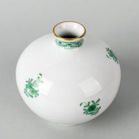 HEREND Indian Basket Green Ball Vase 7088