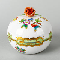 HEREND Queen Victoria Bonbonniere With Rose Knob