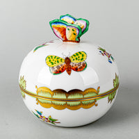 HEREND Queen Victoria Bonbonniere With Butterfly Knob