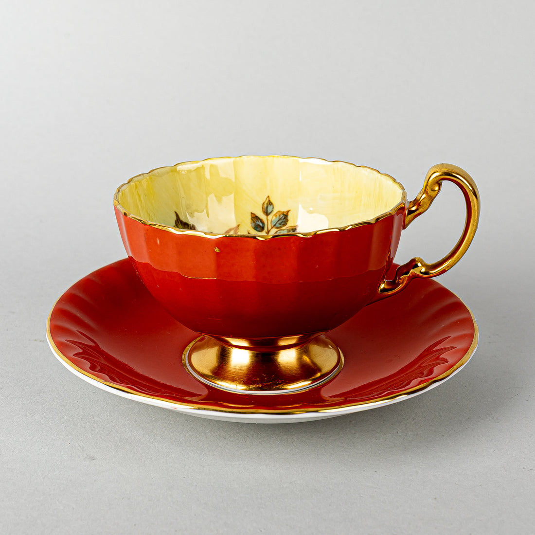 AYNSLEY Cup & Saucer C1033 JA Bailey Cabbage Rose - Orange