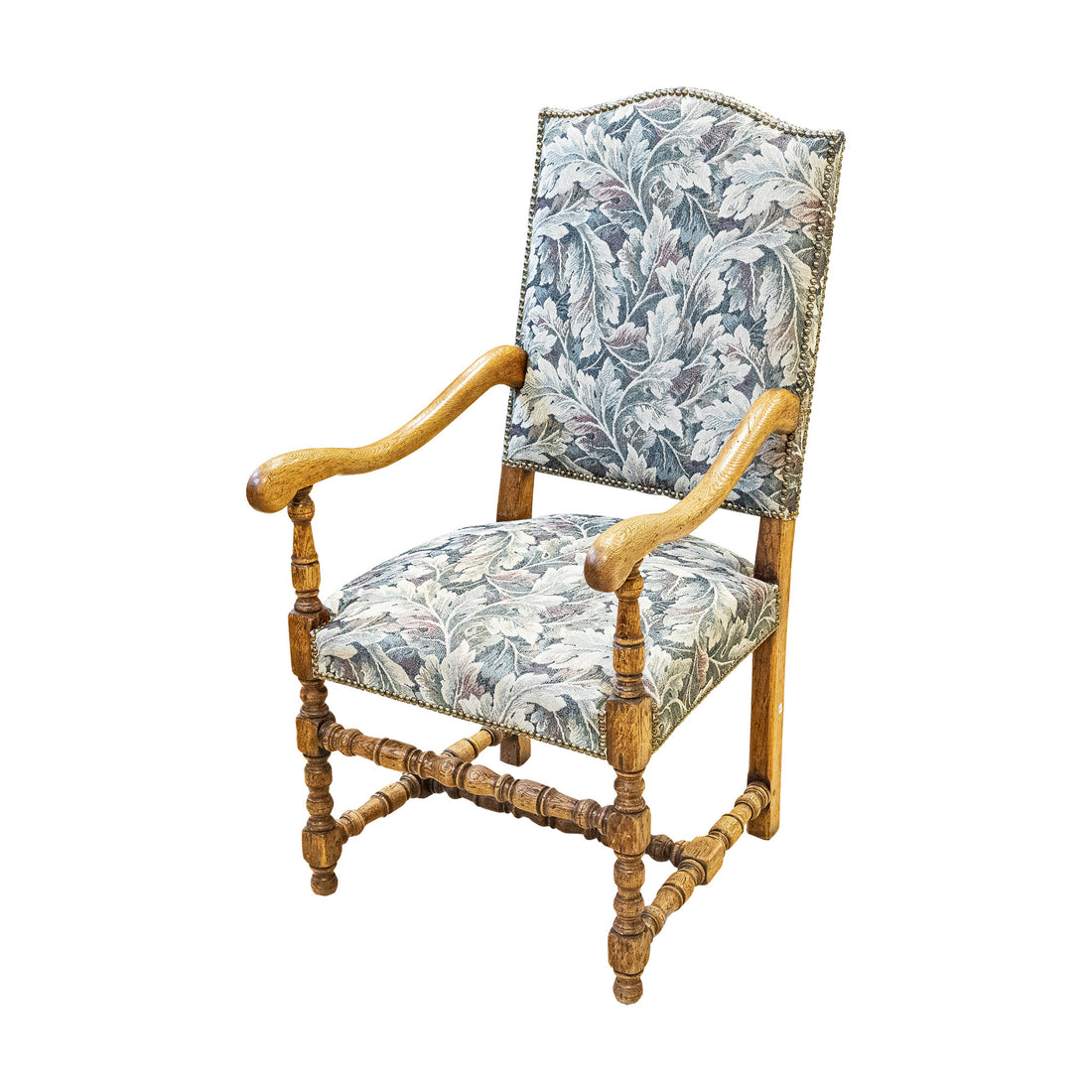 Louis XIII Style Arm Chair Leaf Upholstery