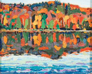 Peter Mills (Canadian) "Autumn Shoreline" Acrylic On Board