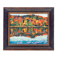 Peter Mills (Canadian) "Autumn Shoreline" Acrylic On Board