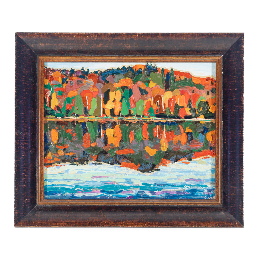 Peter Mills (Canadian) "Autumn Shoreline" Acrylic On Board