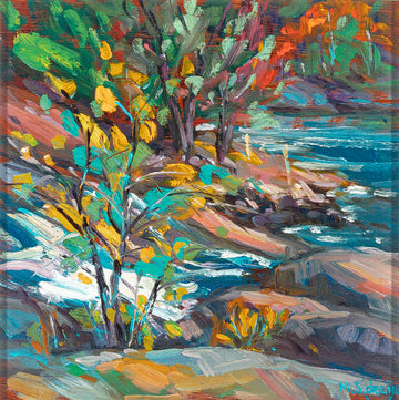 Mel Delija (Canadian 20th C) "Bala Falls" Oil On Board