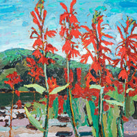 Peter Mills (Canadian) "Cardinal Flower" Acrylic On Board