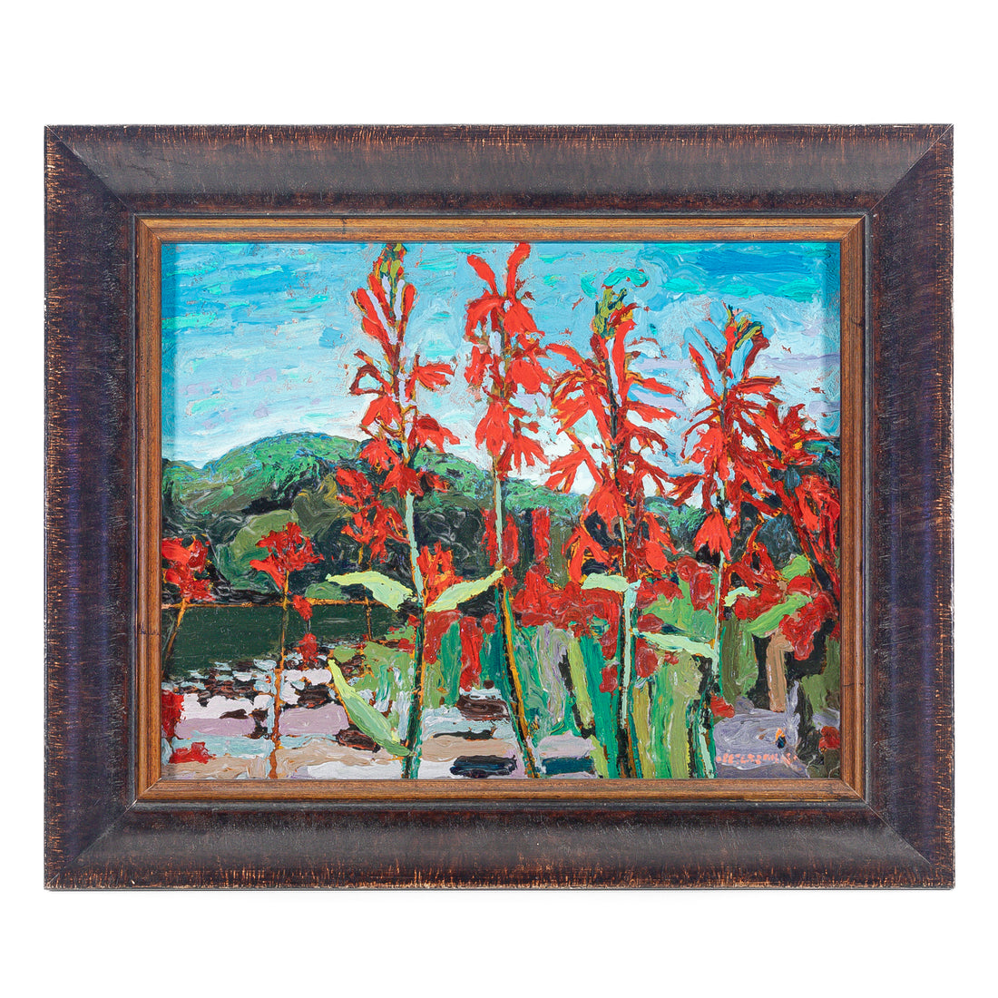 Peter Mills (Canadian) "Cardinal Flower" Acrylic On Board