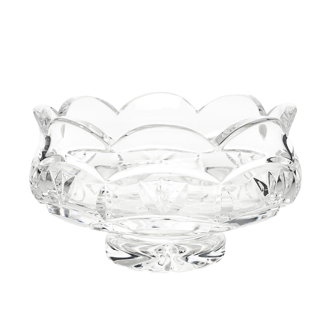 WATERFORD Crystal Footed Bowl Scalloped Edge