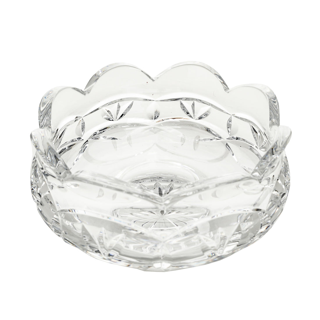 WATERFORD Crystal Footed Bowl Scalloped Edge