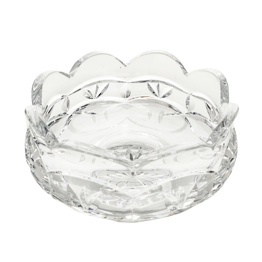 WATERFORD Crystal Footed Bowl Scalloped Edge