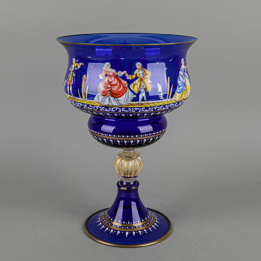 Murano Barovier Style Hand Painted Art Glass Wedding Cup