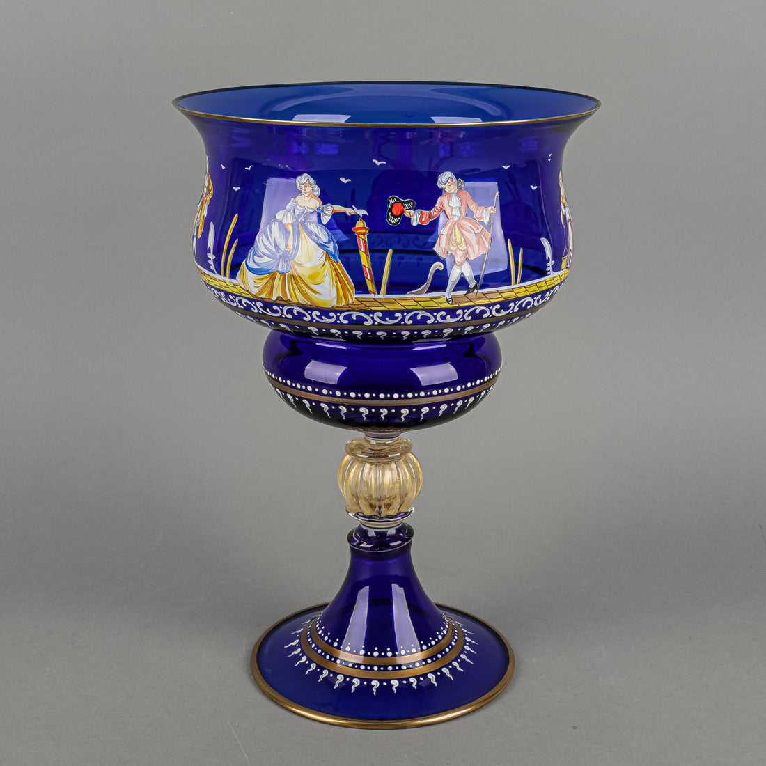 Murano Barovier Style Hand Painted Art Glass Wedding Cup