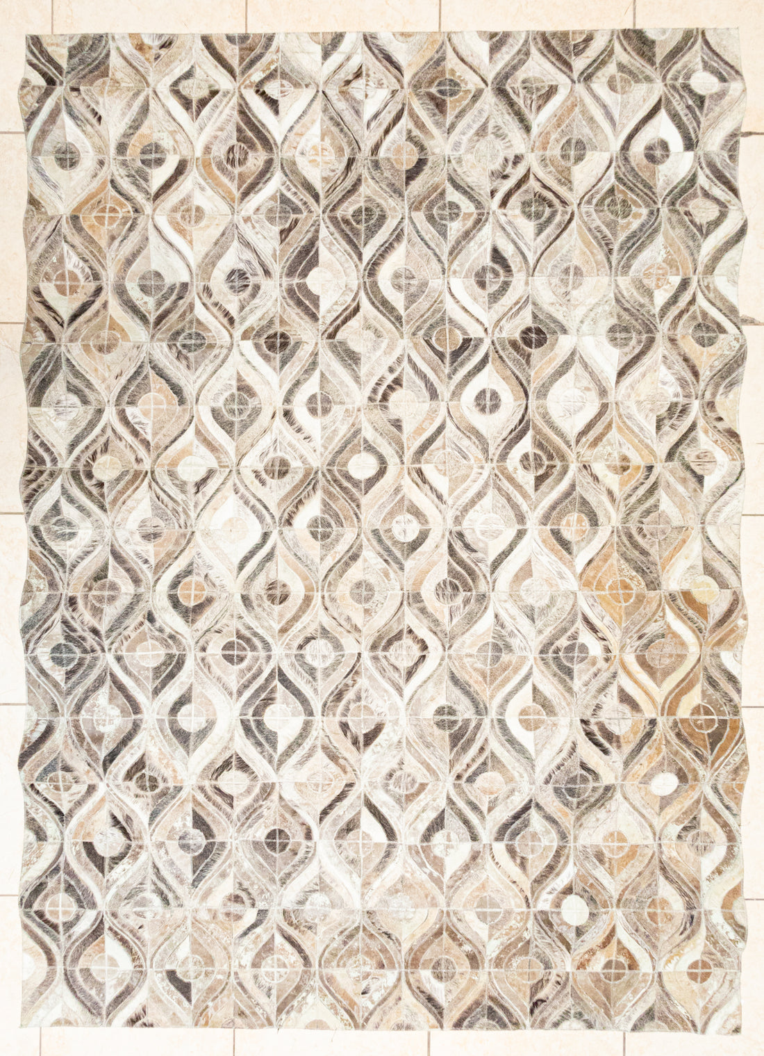 BALAJI Cowhide Patchwork Rug Peacock Design