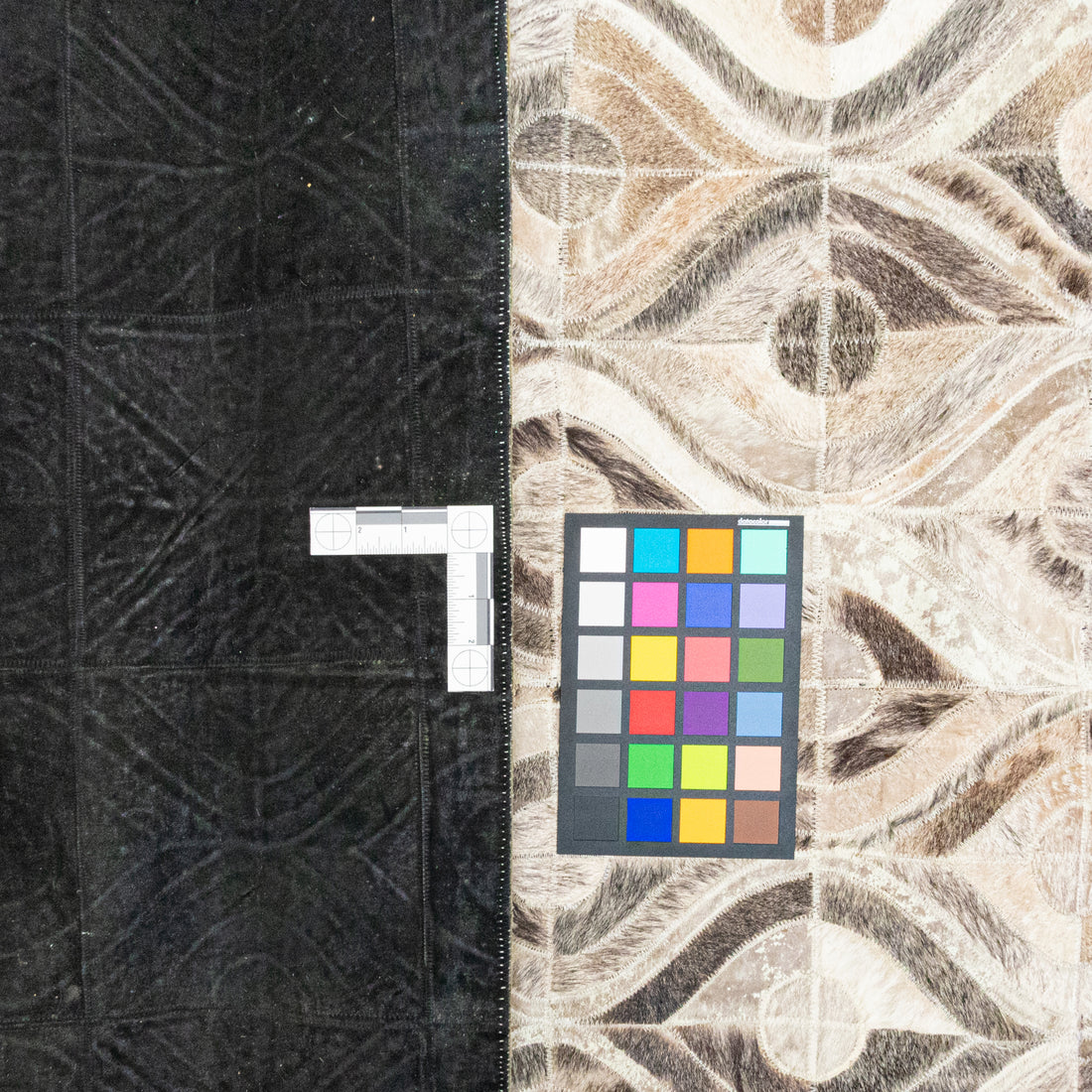 BALAJI Cowhide Patchwork Rug Peacock Design