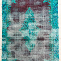 Hand Knotted Wool Distressed And Over-dyed Kerman Style Rug
