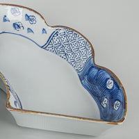 Japanese Lazy Susan With Blue And White Serving Inserts 6 Pieces