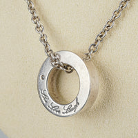 BIRKS Sterling Silver And Diamond Rolo Chain With Open Circle Pendant Necklace
