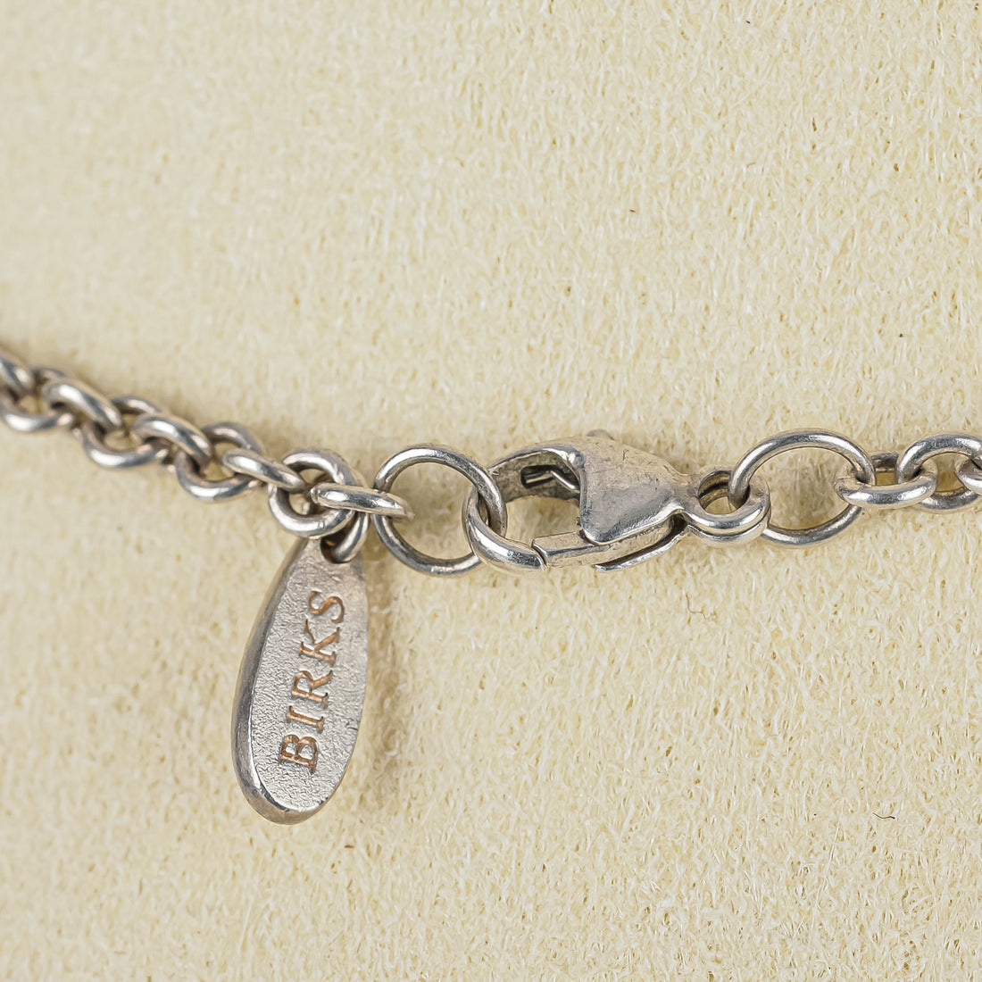 BIRKS Sterling Silver And Diamond Rolo Chain With Open Circle Pendant Necklace