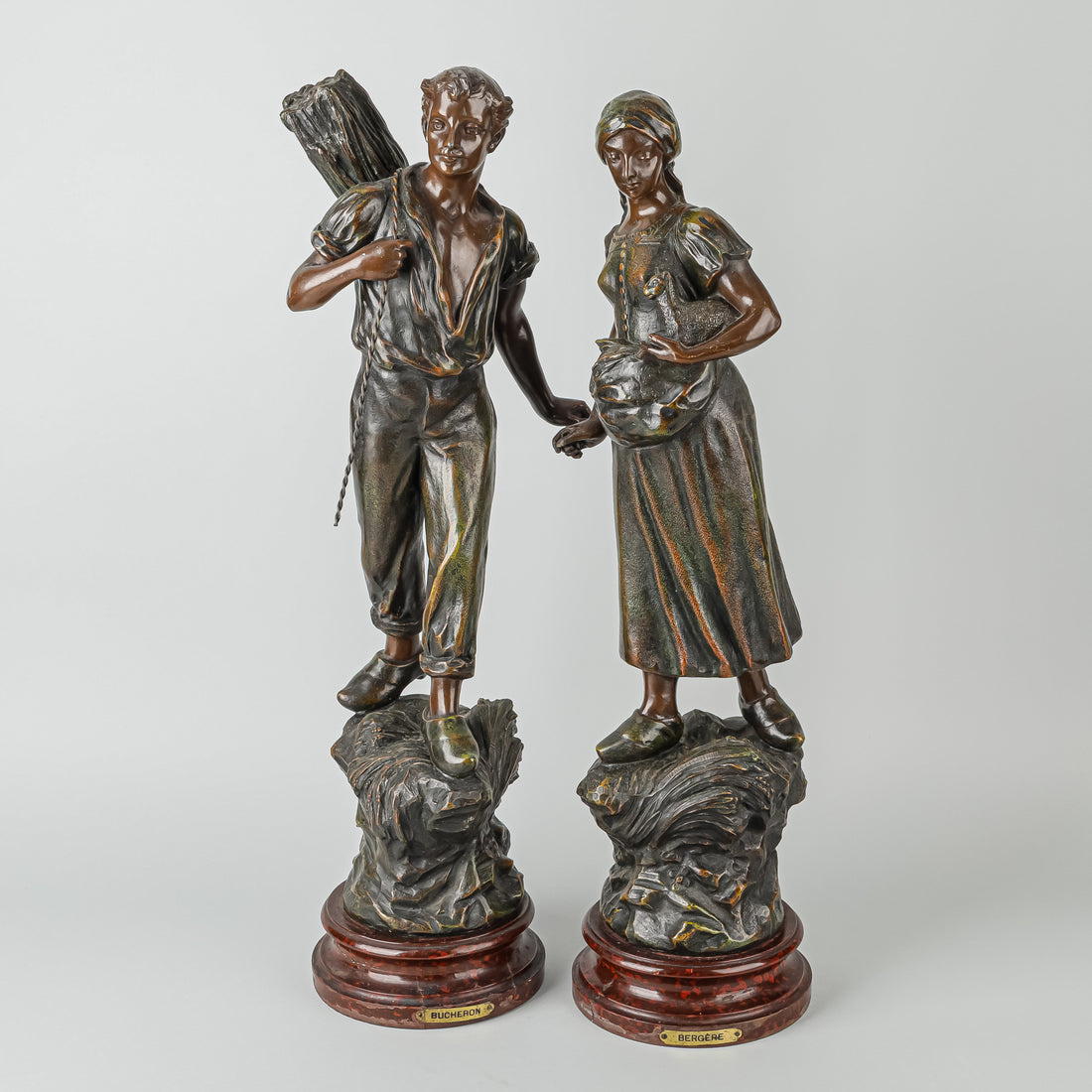 After Adrien Gaudez (French 19th C) "Bergere" & "Bucheron"