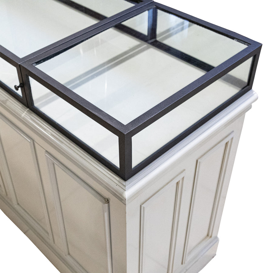 ROCHE BOBOIS Beige Glaze Buffet With Glass Display