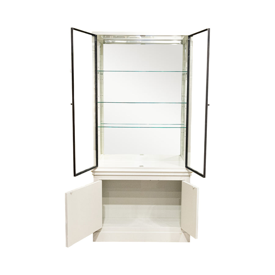 ROCHE BOBOIS Beige Glaze Display Case With Cupboards